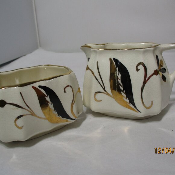 Vintage Staffordshire England Sandland Ware Sugar & Creamer Set MCM Mid-Century - Picture 11 of 12